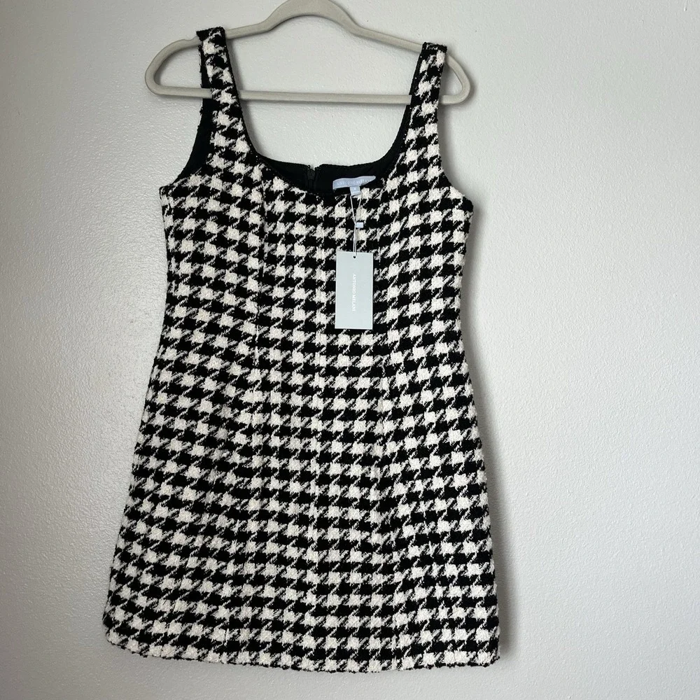 Antonio Melani Macy Wool Blend Houndstooth Square Neck Sleeveless Mini Dress 10 - Picture 4 of 14